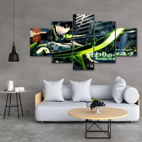 Home Decor Wall Art Canvas Painting Print Posters Seraph of the End Modular Anime Picture 5 Pieces Cuadros For Bedroom Framed