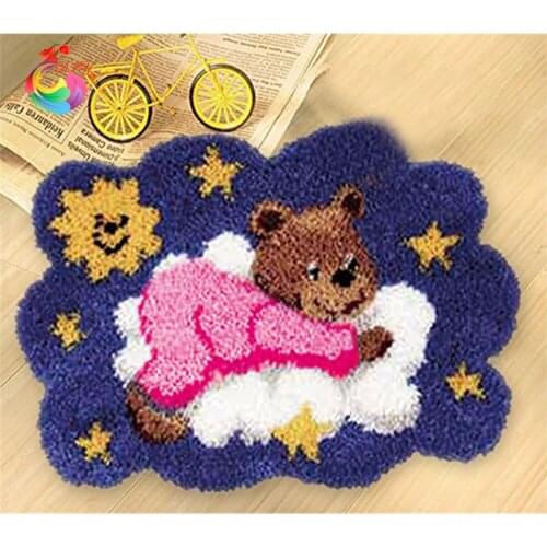 Home decoration Needlework Handmade carpet cross-stitch needlework thread crochet needle embroidered carpet mats Cartoon Bear
