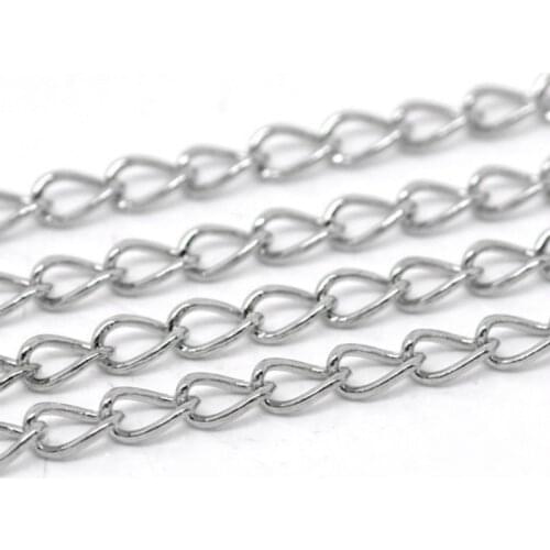 DoreenBeads 6M dull silver color Links-Opened Curb Chains 5.5mm x 3.5mm (B13009)