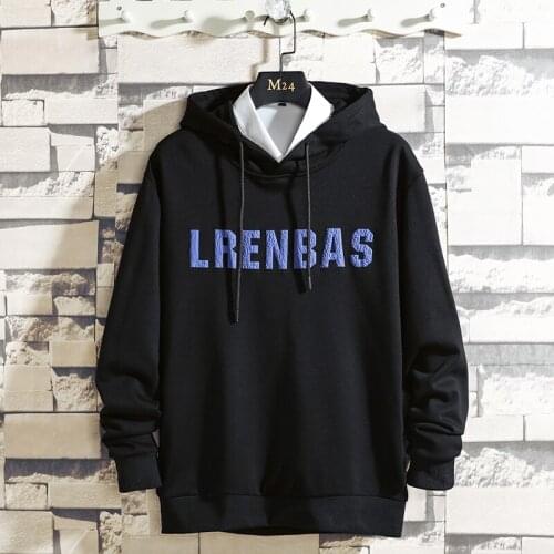 EL BARCO Autumn Cotton Letter Fashion Hoodies Tops Men Black Blue Streetwear Hooded Sweatshirt Coats Hip Hop White Male Jacket