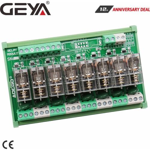 GEYA NG2R 8 Channel Relay Board 12V 24V Relay Board Remote Control Relay Module AC DC 1NO1NC
