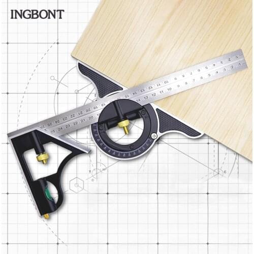 INGBONT 3In1 Measuring Square Angle Level Ruler Multi Combination Mathematics Square Angle Finder Protractor Engineer Tools