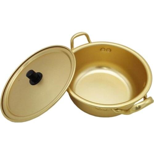 Aluminum pot Korean Ramen Noodles Pot Yellow Aluminum Soup Pot with Oxidized Coating Fast Heating Cooling for Kitchen #CW