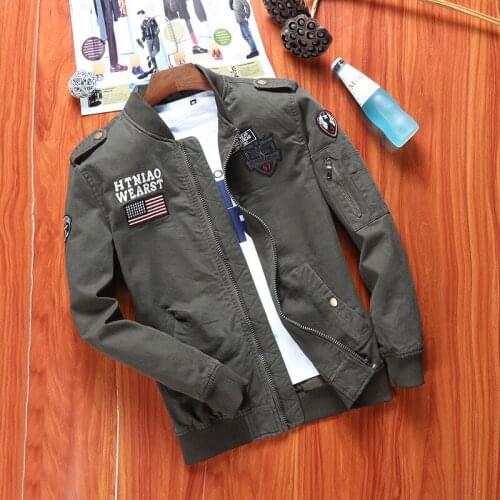Men Military Jackets Mens Army Green Jackets and Zipper Eqaulet Coats Chaqueta Hombre Veste Homme Cazadoras Hombre