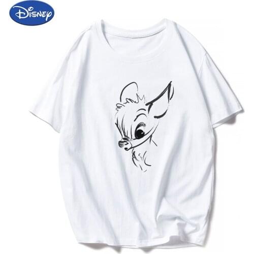 Disney Hand-Painted Bambi Summer T Shirt Women New Arrivals Aesthetic American Apparel Unisex Clothes Short Sleeve Y2K T-Shirt