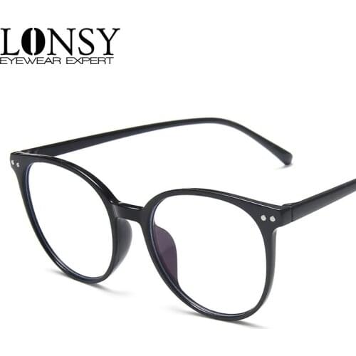 LONSY NEW Brand Design Round Glasses Frame Women Men Anti Blue Light Transparent Lens Optical Frame Fashion Computer Eyeware