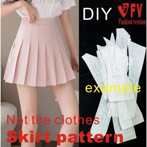 Half skirt pattern womens high waist short skirt pleated skirt garment cutting structure drawing 1:1 physical pattern BBQ-48