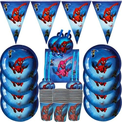 Disney Spiderman Theme Baby Shower Party Kids Cup Plate napkin Disposable Tableware Birthday Party Set Decoration Supplies Set