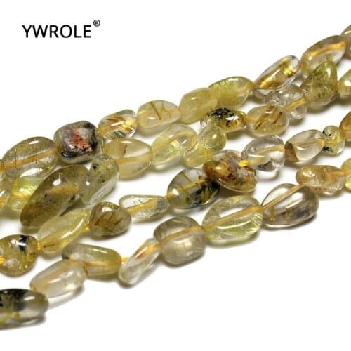 Irregular Rutilated Quartz Natural Stone Loose Beads For Jewelry Making 5-8 mm DIY Bracelet Necklace Material Strand 15