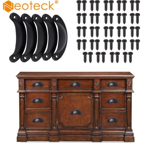 Neoteck 24 Pcs Modern Cabinet Handle Draw Pull Self Cast Iron Antique Look Kitchen Cupboard Drawer Shell Pull Cabinet Handle