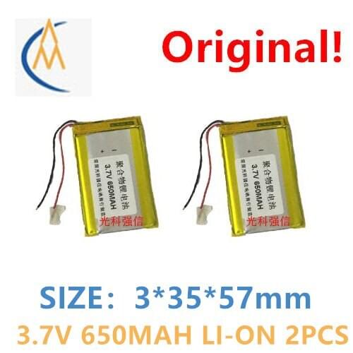 2PCS New full capacity 3.7V polymer lithium battery 303557 650mah GPS walkie talkie / equipment / mini toy navigator