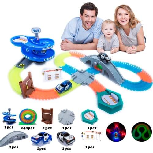 2020 New Racing Track Set Race Track with Car Assembly Flexible Glowing Tracks Vehicle Toys Children Kids Gifts
