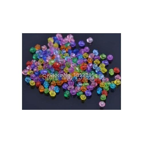 Wholesale 6mm 400pcs Mixed Color Acrylic Clear crystal Spacer biconical Beads,Fit jewelry DIY Free shipping Z92