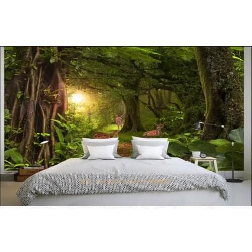 Custom photo wallpaper 3d wallpaper for walls 3 d Pastoral cartoon Forest botanical deer sunny background wall papers home decor