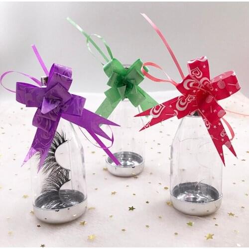 Clear Bottle Lashes Box Fit Natural Length Lashes Empty Box with Ribbon Bow Cute Eyelash Packaging