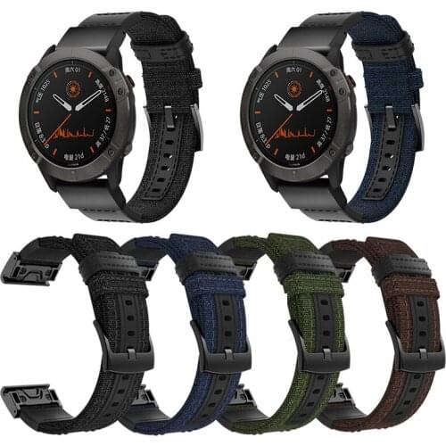 22 26mm Nylon Quick Fit Watchband Strap for Garmin Fenix 6X 6 5X 5 Plus 3 3 HR Forerunner 935 945 Smart Watch Easyfit Wrist Band