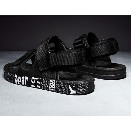 Fashion sandals men designer mens sandale homme sandalias hombre 39 summer shoes beach flat comfortable breathable vietnam black
