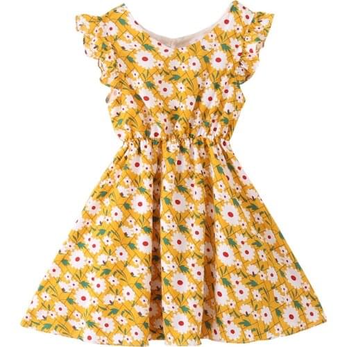 Kids Clothes Girls Dress Summer New Style Childrens Chiffon Princess Dress Western Style Backless Floral Dress 4-12 Ages