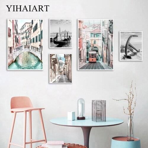 Nordic Street Building Landscape Canvas Print Poster Venice Historic Church Wall Art Painting Picture Modern Home Decoration