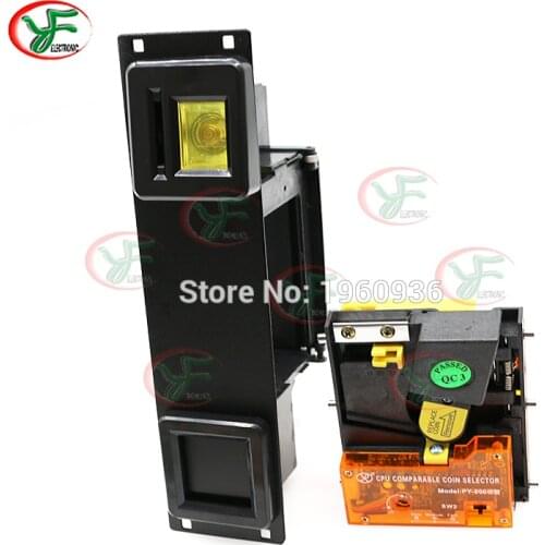 PY-800 CPU Comparable Drop Insert Kind Coin Selector + Coin Acceptor Holder Iron Panel Arcade coin-operated game machine vending