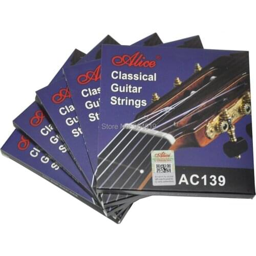 5Sets Alice Classical Guitar Strings Hard Tension Titanium Nylon Silver Plated 85/15 Bronze Winding AC139H