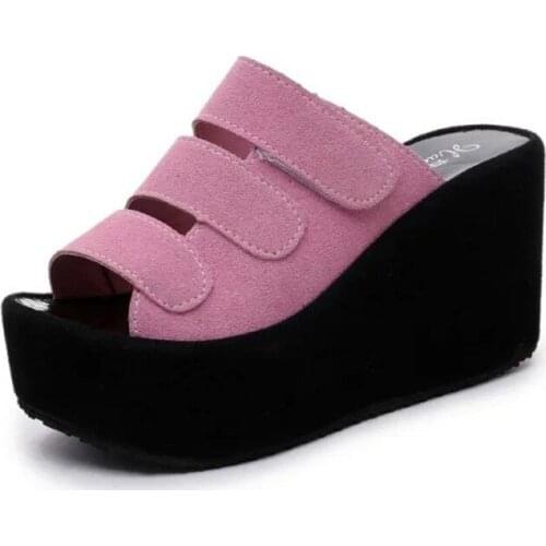 Fashion Women Platform Slippers Female Summer New Thick Bottom Platform Female Creepers Slippers Matte High Heel Ladies Slippers