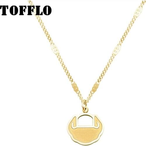 TOFFLO Stainless Steel Jewelry Lucky Cloud Pendant Clavicle Necklace With Hammer Flat Fhain For Women BSP505