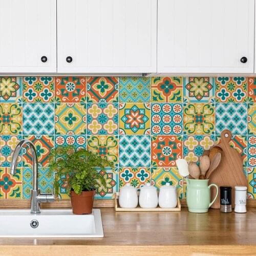 Pack of 24 PCs tile size 20x20 cm Made in Italy PVC for bathroom and kitchen stickers Design Polignano