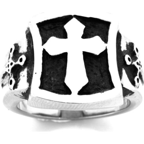 FANSSTEEL Stainless steel jewelry shield CROSS ring FSR10W74