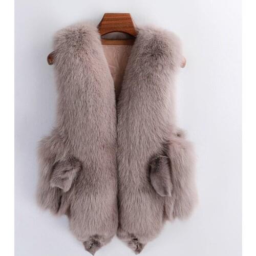 LDKVGSU Fur Vest Women 2021 New Autumn Winter Stitching Imitation Fox Fur Vest Jacket Short