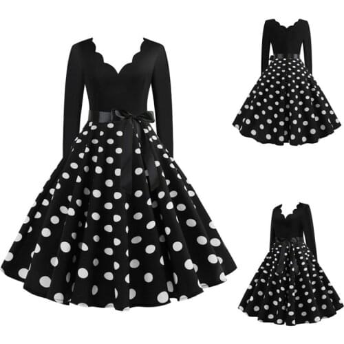 Women Plaid Print Long Sleeve Dress Elegant Robe 2021 Sexy V-Neck Pinup Rockabilly Party Office Dresses Plus Size Casual Vestido