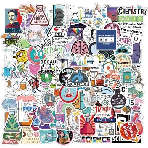 10/30/50/100pcs/pack Science Chemistry Biology Laboratory Research Stickers For Furniture Phone Toy Computer Motorcycle Decals