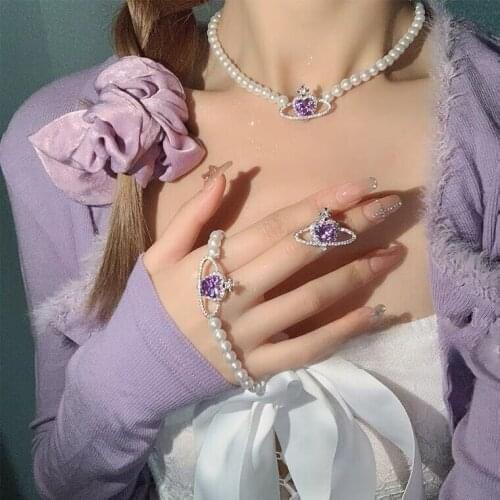 12PCS/lot Korean Fashion Purple Heart Crystal Stud Earrings for Women Elegant Planet Rhinestone Boucle D'oreille Jewelry Gifts