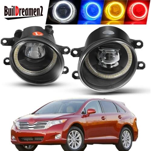 2 X Angel Eye Fog Light Assembly 40W Car Left + Right LED Lens Fog Daytime Running Lamp DRL H11 12V For Toyota Venza 2009-2012