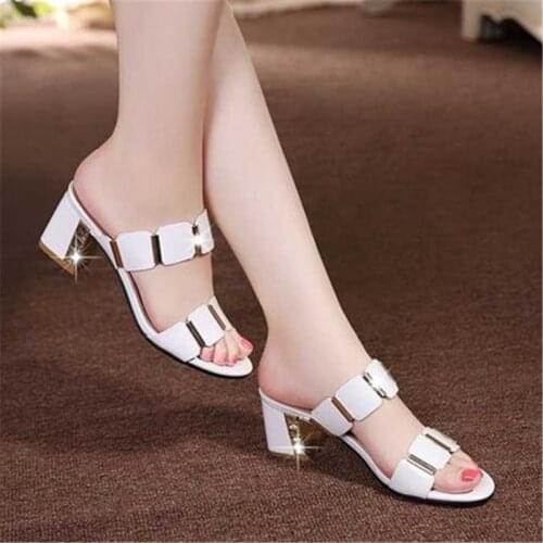 2020 Clear Heels Slippers Women Sandals Summer Shoes Woman Transparent High Pumps Wedding Jelly Buty Damskie Sexy Square Heels
