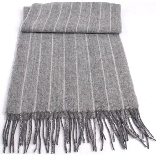 2020 Highly Selected 100% Wool Light Grey Chalk Stripe Scarf ,Warm Winter Men Scarf Patterned Comfortable Winter Scarf For Men