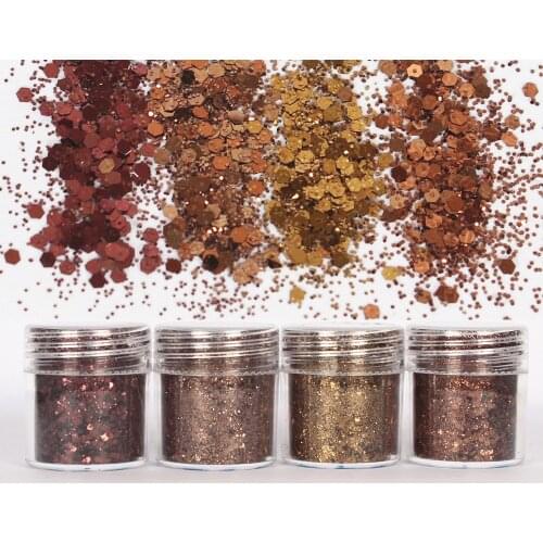 4pots Brown Set Shinning Glitters 1mm Sequin Mixed UV Resin Mold Filling Material For Diy Making Resin Crafts Decroation Pigment