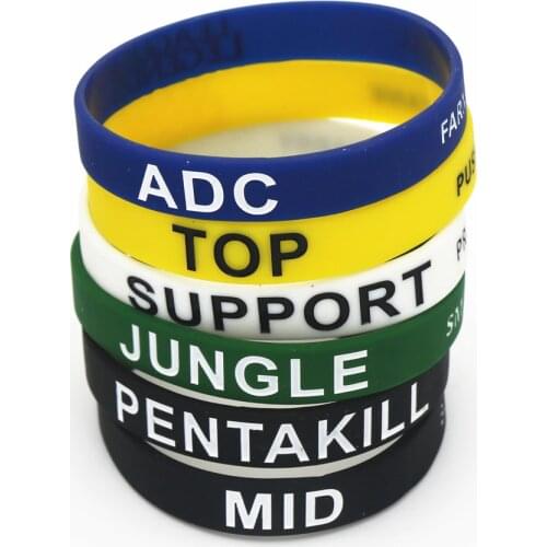 6PCS Silicone Game for LOL League of Legend DOTA2 Wristband Silicone Bracelet Bangles Letters Printed Band Wholesale SH040
