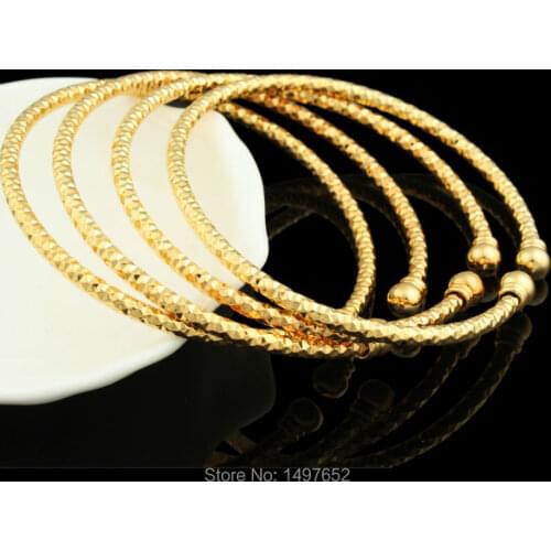 Adixyn Wholesale Fixed size Gold Dubai bangles18k Gold Color Ethiopian bangle bracelet African Women jewelry