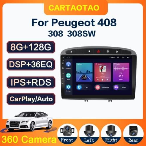 4G+64G Android 9.0 Car Radio GPS RDS DSP multimedia player for Peugeot 408 for Peugeot 308 308SW 2din android car player NO DVD