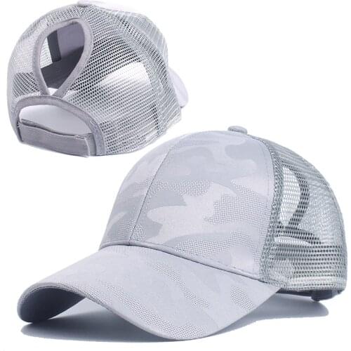 Womens Ponytail Baseball Cap Women Snapback Summer Mesh Hat Female HIp Hop Hats Casual Adjustable Outdoor Camouflage Bone