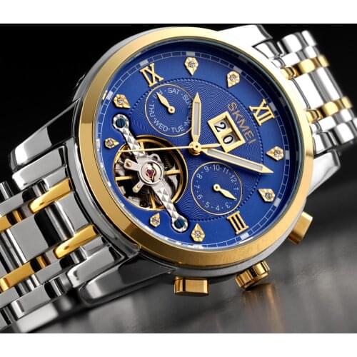 2020 SKMEI Creative Mechanical Wristwatches Men Automatic Watches Month Date Week Men Fashion Waterproof Luminous Male Watch Man