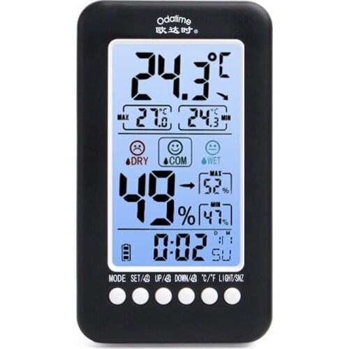 Odatime Electronic Thermohygrometer Household Thermometer Hygrometer Room Thermo-hygrometer Health Weather Station With Clock