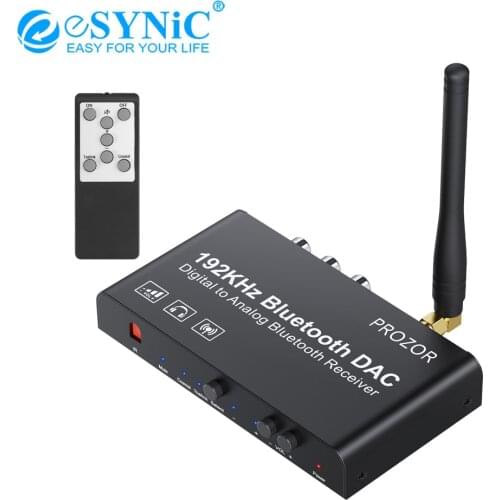 ESYNiC Bluetooth-compatible 192k DAC Coaxial Optical to Analog Stereo L/R RCA 3.5mm Audio Digital to Analog Converter For PC TV