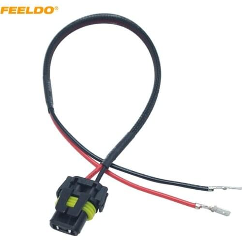 FEELDO 1PC 12V 35W 55W Auto HID Conversion Kit Xenon Lamp Bulb Power Wire Harness Female Plug Cord H11 HID Kit Power Cable