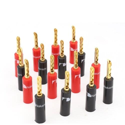 Hi-End 24k gold plated Red&Black BFA 4mm Banana Plug hifi Speaker cable Connector