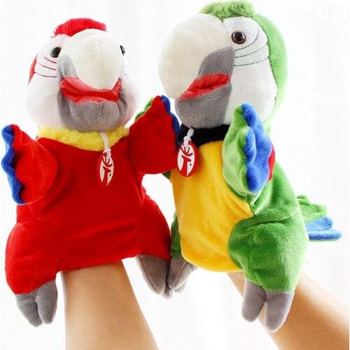 Simulation Soft Bird Parrot Plush Sleeve Hand Puppet Stuffed Doll Toy Kids Gift