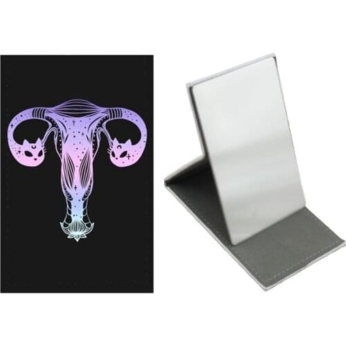 JWEIJIAO Ultra thin foldable cosmetic mirror Ladys present PU Leather Stainless Steel Portable beauty mirror GP35