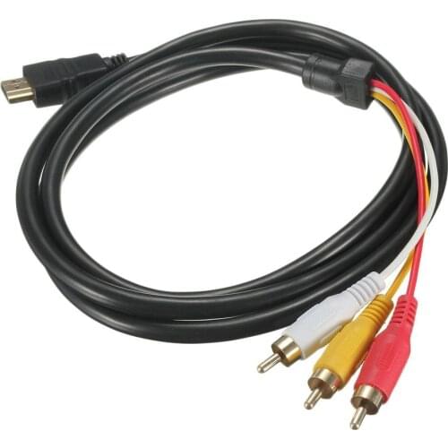 5 Feet 1080P HDTV HDMI-compatible Male to 3 RCA Audio Video AV Cable Cord Adapter Converter Connector Component Cable Lead