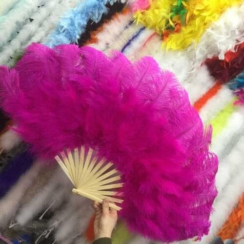High quality super large dance ostrich feather fan belly dance from Halloween decorative jewelry set 15 bone fan